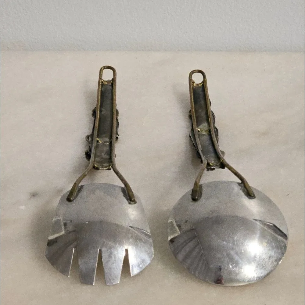 Decorative Wall Hanging Fork and Spoon Custom Mixed Metal Pair Salad Cutlery